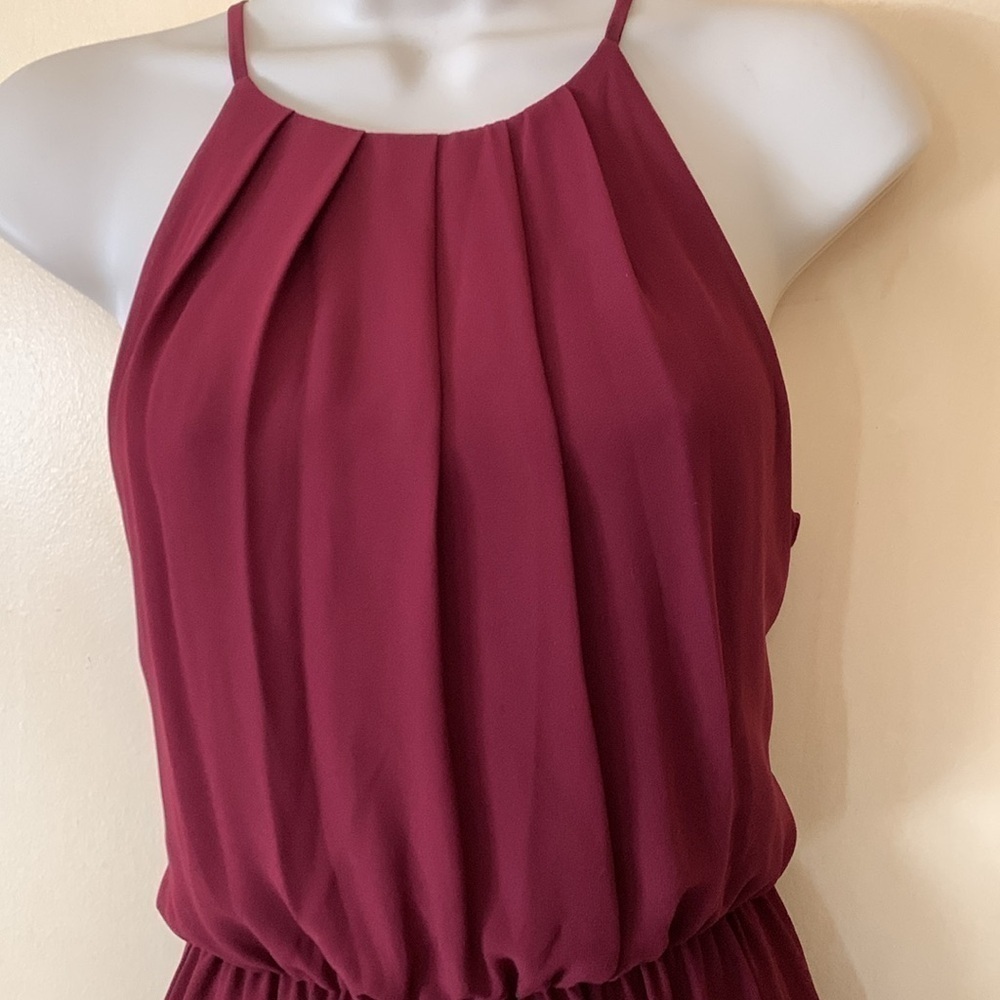 Lush cranberry pleated party dress size S - Picture 2 of 11